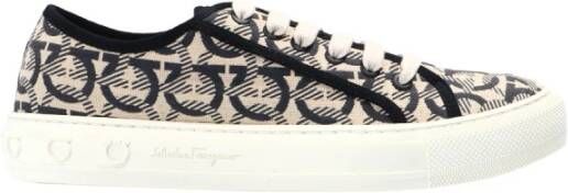 Salvatore Ferragamo Crème en Zwart Sneaker Beige Dames