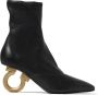 Salvatore Ferragamo Enkellaarzen van stretch napa-leer met gouden Gancini-hak Black Dames - Thumbnail 1