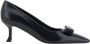 Salvatore Ferragamo Zwarte Leren Pumps met Strikdetail Black Dames - Thumbnail 1