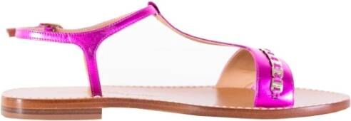 Salvatore Ferragamo Fuchsia Leather Tremiti Sandals Roze Dames