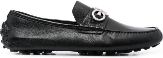 Salvatore Ferragamo Gancini-detail driver schoenen Black Heren