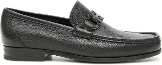 Salvatore Ferragamo Gegranuleerd Leren Gancini Loafers Black Heren