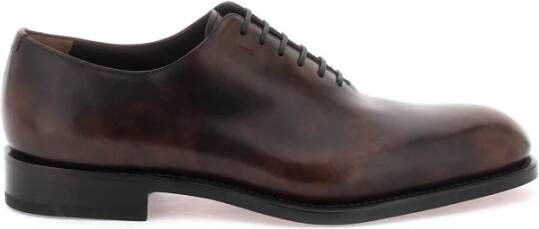 Salvatore Ferragamo Glanzende leren Oxford veterschoenen met kleurverloop Brown Heren
