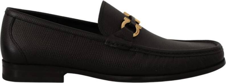 Salvatore Ferragamo Zwarte Kalfsleren Moccasins Loafers Black Heren