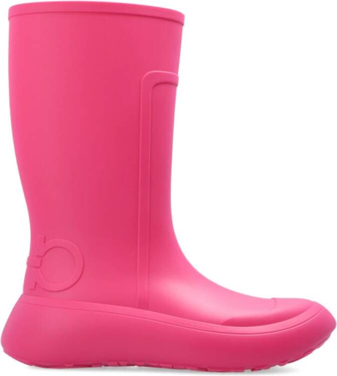 Salvatore Ferragamo Low-Top Sneakers Rainboot Gancini Logo Ankle Boots in poeder roze