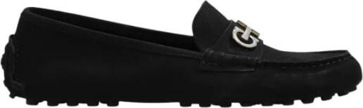 Salvatore Ferragamo Gancini Leren Loafers Zwart Black Dames