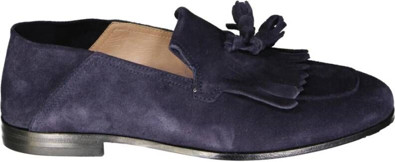 Salvatore Ferragamo Italiaanse Leren Franje Loafers Blue Heren