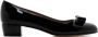 Salvatore Ferragamo women's leather pumps court shoes high heel fiocco Vara Zwart Dames - Thumbnail 1