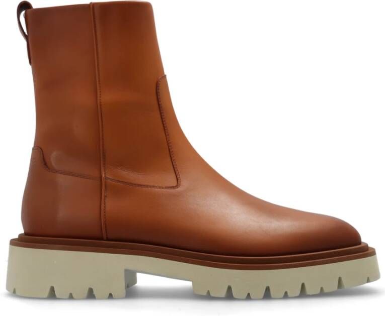 Salvatore Ferragamo Leren enkellaarzen 'Fulvio' Bruin Heren