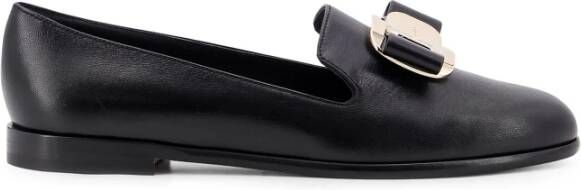 Salvatore Ferragamo Leren Loafer met Iconische Strik Black Dames