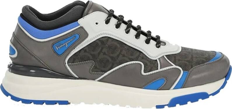Salvatore Ferragamo Leren Logo Sneakers Veterschoenen Multicolor Heren