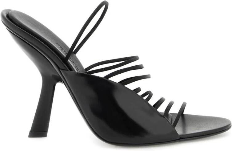 Salvatore Ferragamo Leren sandalen met ultrafijne mini-bandjes Black Dames