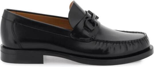 Salvatore Ferragamo Gancini Loafers van geborsteld leer Black Heren