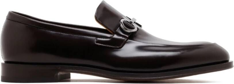 Salvatore Ferragamo Gancini-Plaque Leren Loafers Black Heren