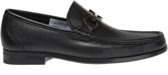 Salvatore Ferragamo Gegranuleerd Leren Gancini Loafers Black Heren