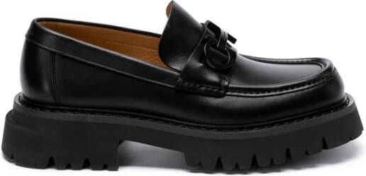 Salvatore Ferragamo Florian Vierkante Neus Leren Loafers Black Heren