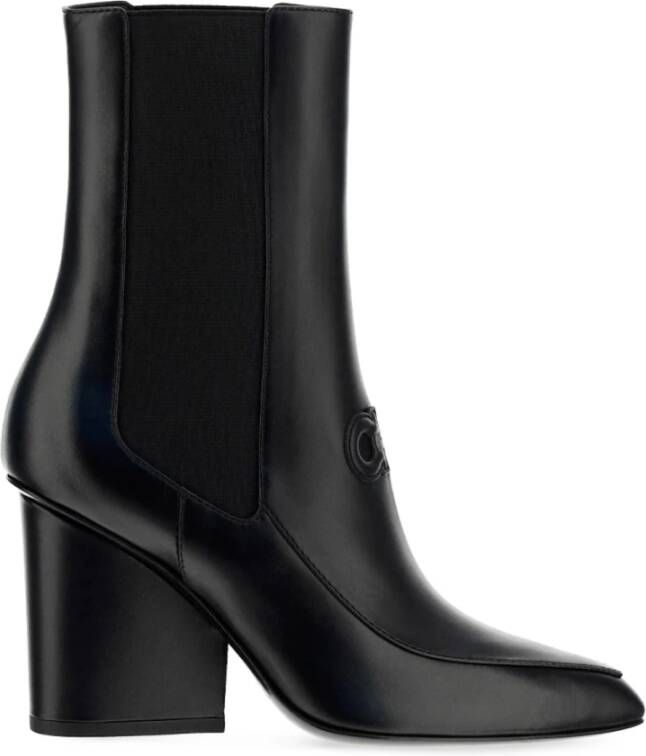 Salvatore Ferragamo Marineo Gancini Logo Enkellaarzen Black Dames