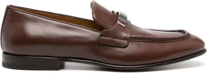 Salvatore Ferragamo Metalen Gegraveerde Moc Calf Bruine Schoenen Brown Heren