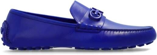 Salvatore Ferragamo Blauwe Logo Loafers Leren Schoenen Blue Heren