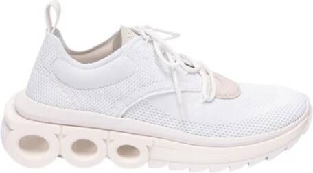 Salvatore Ferragamo Witte technische gebreide sneakers met suède en nubuck details White Dames