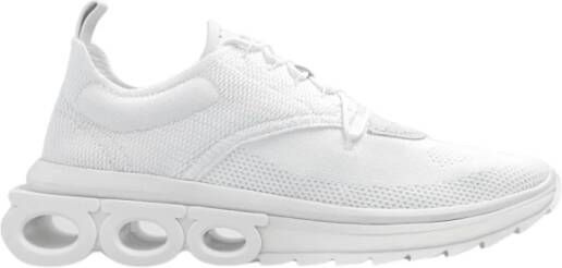 Salvatore Ferragamo Witte technische gebreide sneakers met suède en nubuck details White Dames