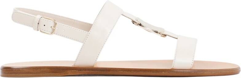 Salvatore Ferragamo Nude Leren Sandalen Vida Stijl White Dames