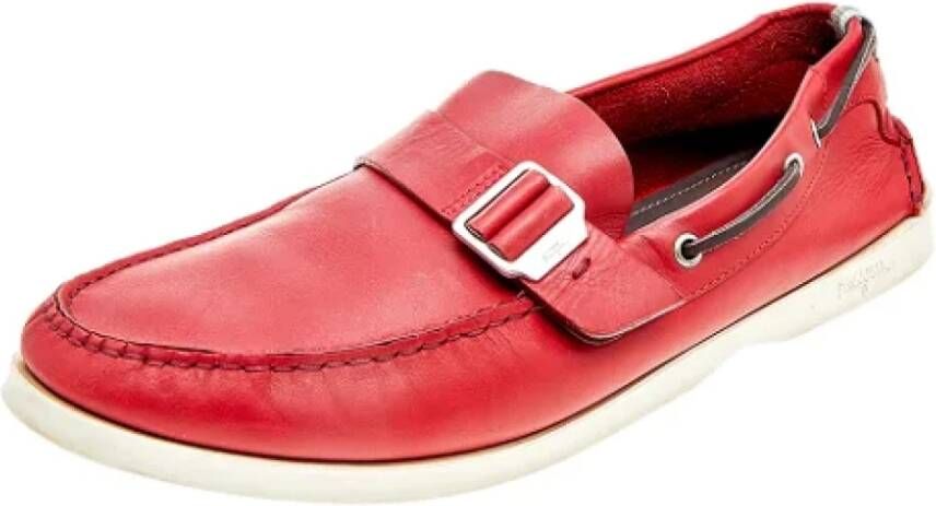 Salvatore Ferragamo Pre-owned Leather flats Red Dames