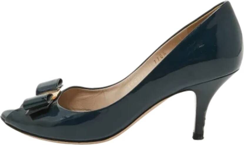 Salvatore Ferragamo Pre-owned Leather heels Blue Dames