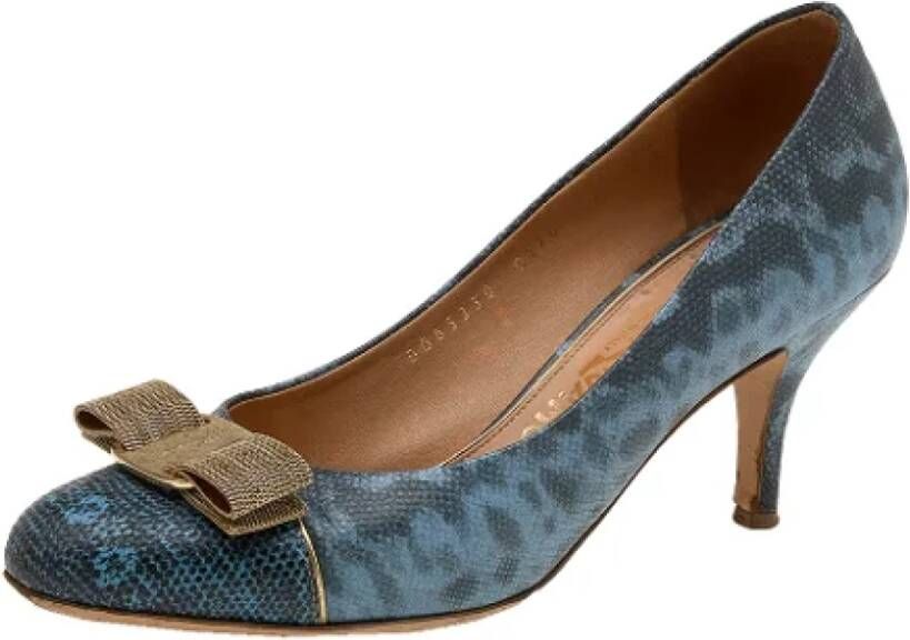 Salvatore Ferragamo Pre-owned Leather heels Blue Dames