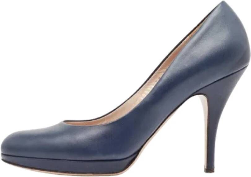 Salvatore Ferragamo Pre-owned Leather heels Blue Dames