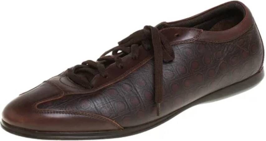 Salvatore Ferragamo Pre-owned Leather sneakers Brown Heren