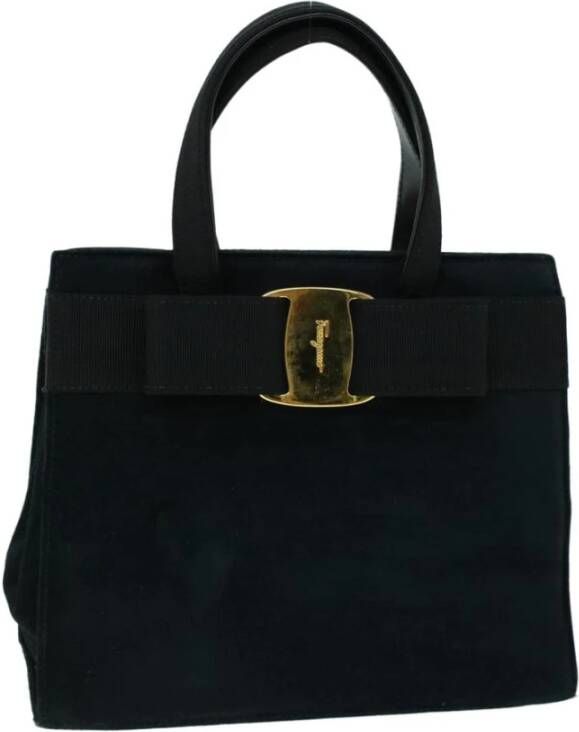 Salvatore Ferragamo Pre-owned Tweedehands Boog Bovenhandvat Suède Handtas