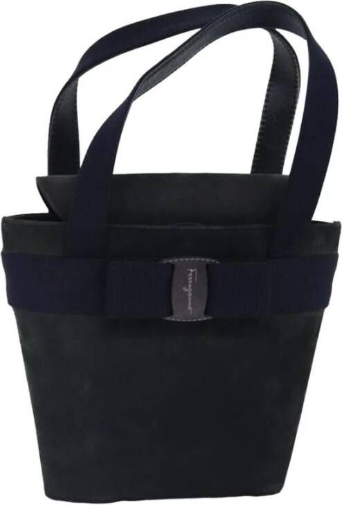 Salvatore Ferragamo Pre-owned Tweedehands Boog Tote Suède Handtas