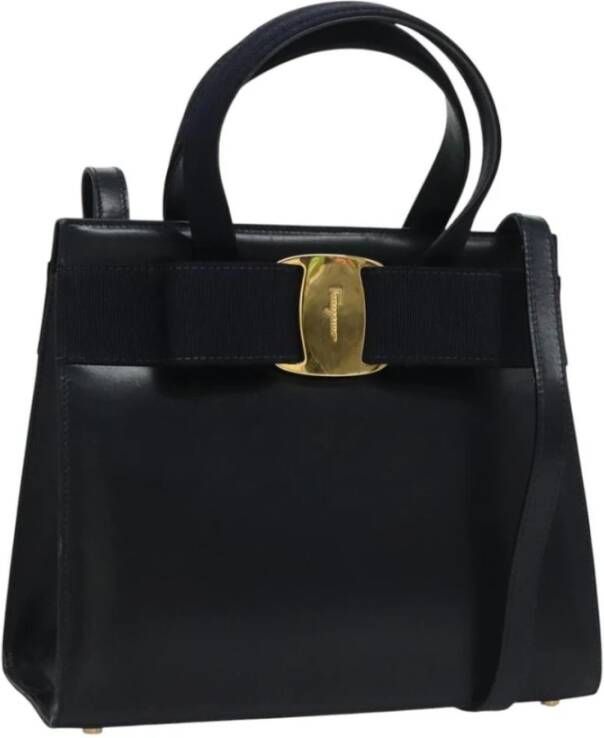 Salvatore Ferragamo Pre-owned Tweedehands Boogdetail Leren Satchel