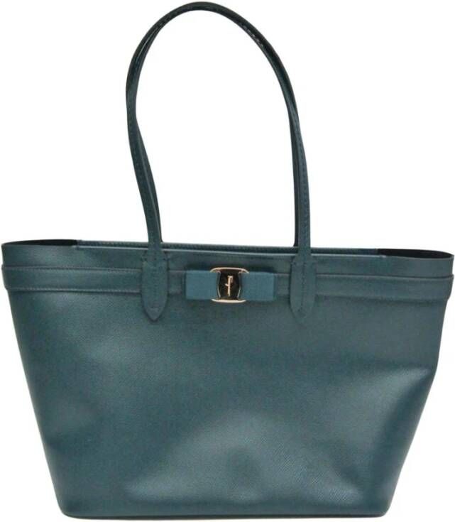 Salvatore Ferragamo Pre-owned Tweedehands Boogdetail Leren Tote