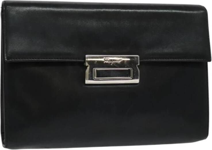 Salvatore Ferragamo Pre-owned Tweedehands leren clutch met slot