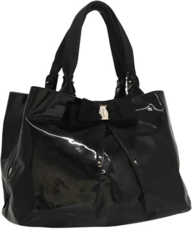 Salvatore Ferragamo Pre-owned Tweedehands Patentleren Tote Boogaccent