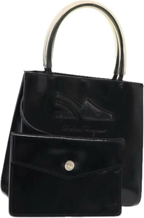 Salvatore Ferragamo Pre-owned Tweedehands Vintage Patent Leren Tote Schoen Embleem