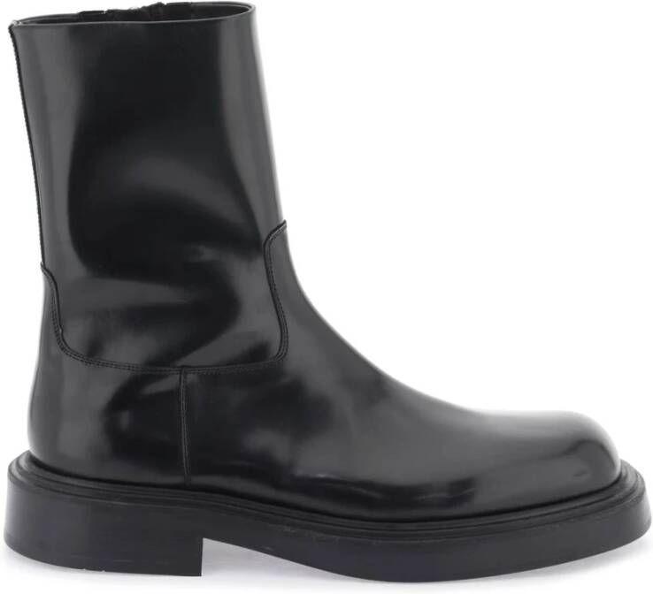 Salvatore Ferragamo Rits Leren Enkellaarzen Black Heren