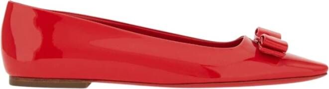 Salvatore Ferragamo Rode Bow-Detail Ballerina Flats Rood Dames