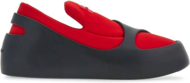 Salvatore Ferragamo Rode Platte Slipper met Neopreen Binnensok Red Heren