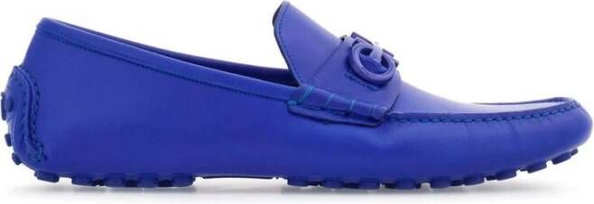 Salvatore Ferragamo Royal Blue Slip-On Schoen met Gancini Plaque Blue Heren