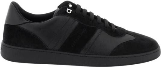 Salvatore Ferragamo Zwarte Logo-Debossed Sneakers Black Heren