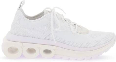 Salvatore Ferragamo Witte technische gebreide sneakers met suède en nubuck details White Dames