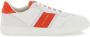 Salvatore Ferragamo Sneakers van generfd leer met suède inzetstukken White Dames - Thumbnail 1