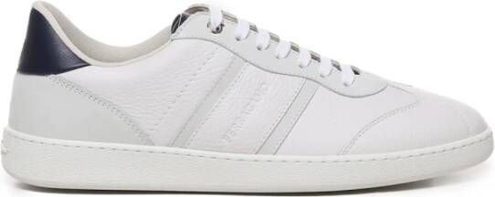 Salvatore Ferragamo Gehamerde leren sneakers met nubuck inzetstukken White Heren