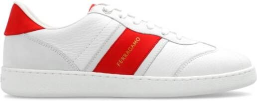 Salvatore Ferragamo Sneakers van generfd leer met suède inzetstukken White Dames