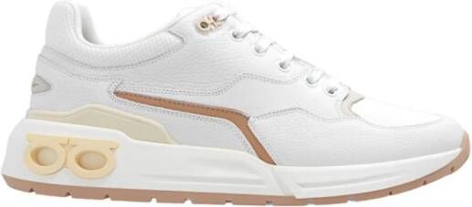Salvatore Ferragamo Sneakers van geperst leer met mesh details White Dames