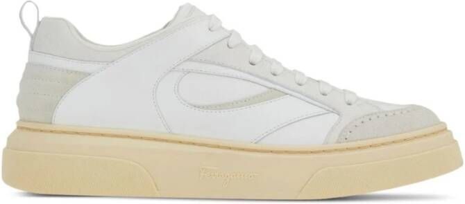 Salvatore Ferragamo Witte Leren Sneakers White Heren