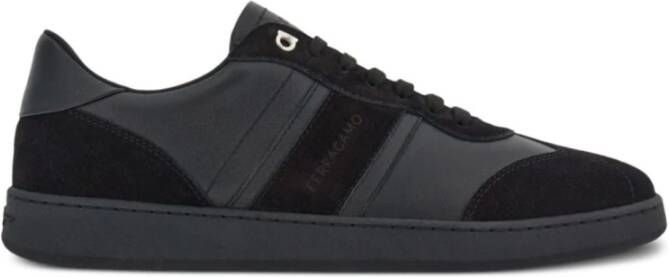 Salvatore Ferragamo Zwarte Logo-Debossed Sneakers Black Heren